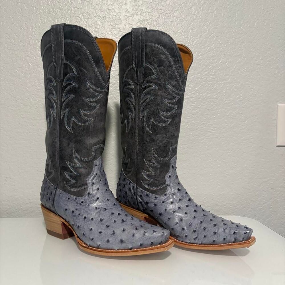 Tecovas Annie chambray ostrich size 9.5 boots